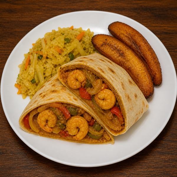 Curry Shrimp Roti Meal