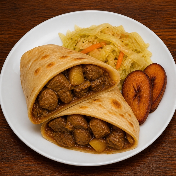 Curry Goat Roti Meal